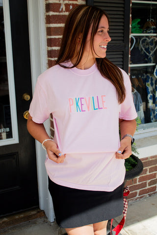 Pikeville Embroidered Tee- Pink