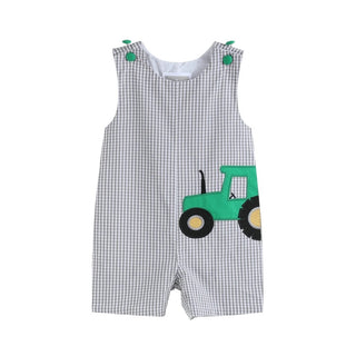 Tractor Seersucker Romper
