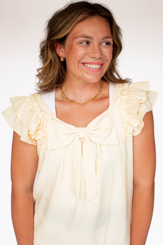 White Bow Sleeveless Top